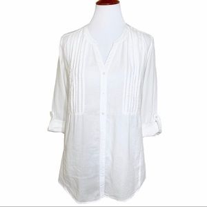 Anthropologie Pintuck White Tunic Blouse